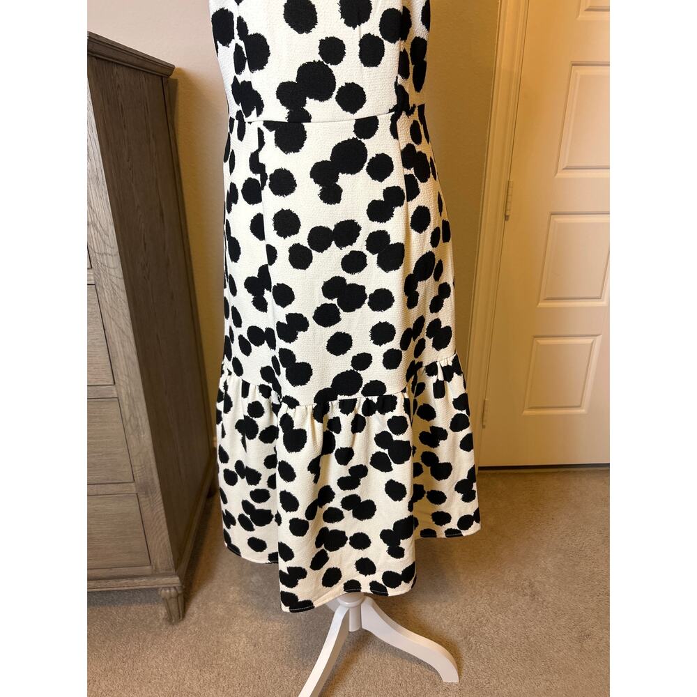 Who What Wear | Black/Cream Drop Waist Polka Dot Dress | Small - Picture 6 of 15